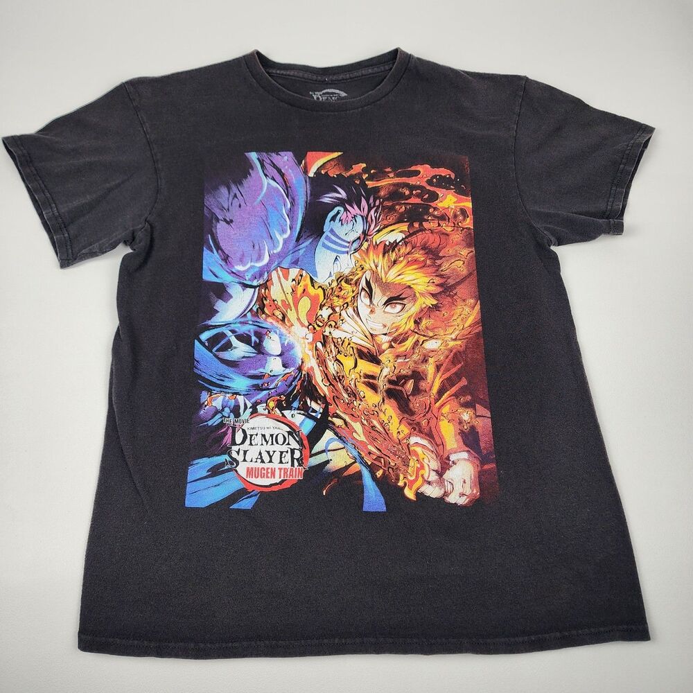Demon Slayer Mugen Train Movie T Shirt Mens Large Black Rengoku Anime Graphic Te